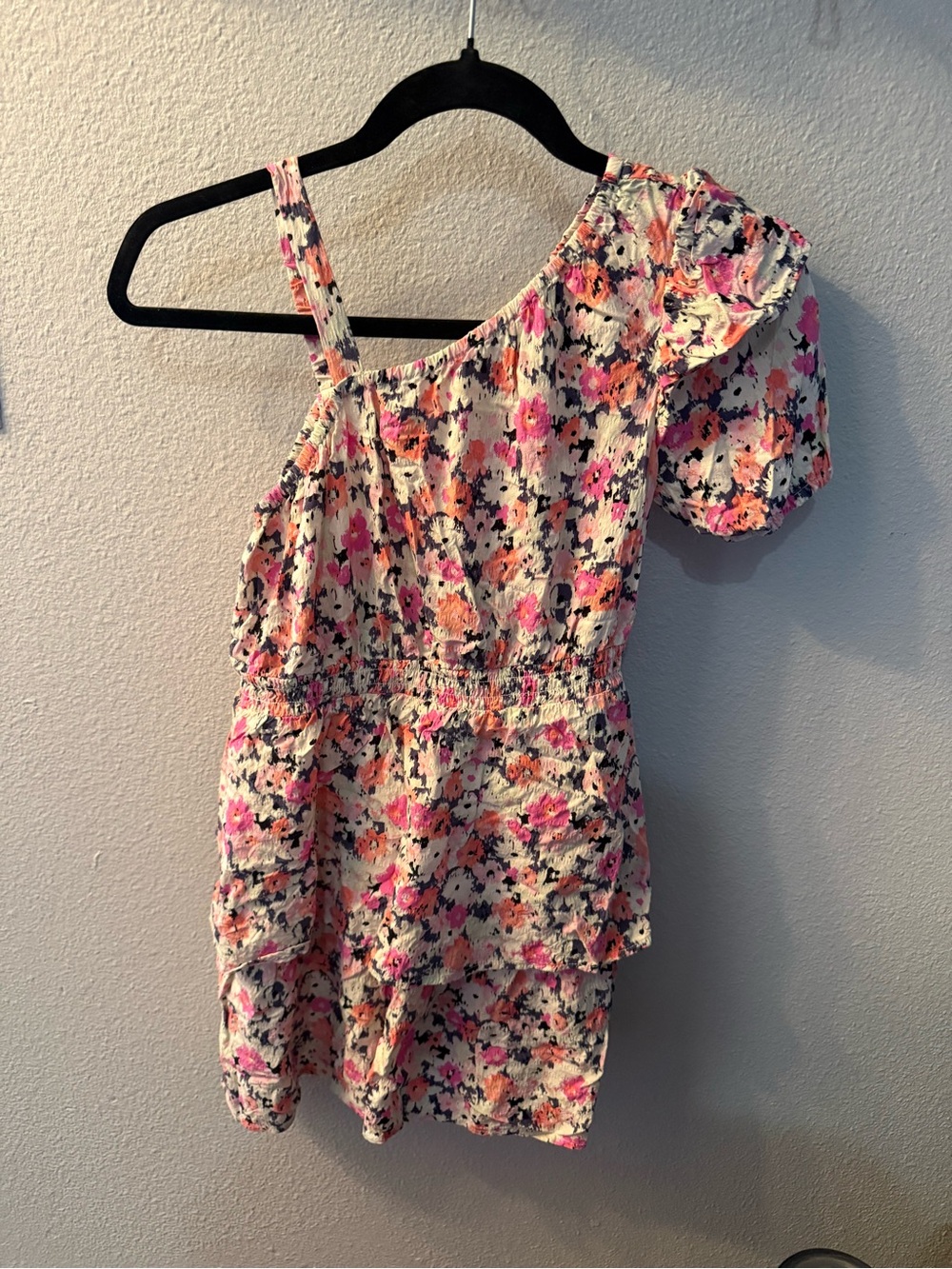 Cat & Jack One-Shoulder Floral Ruffle Tunic - Pink & Cream